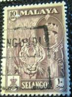 Malaysia 1961 Selangor Tiger Sultan Salahuddin Abdul Aziz Shah 10c - Used - Selangor