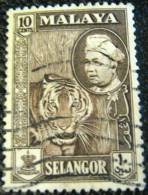 Malaysia 1957 Selangor Tiger Sultan Hisamud-din Alam Shah 10c - Used - Selangor