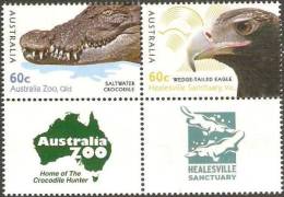 AUSTRALIA - USED 2012 60c  Australian Zoos Crocodile And Eagle - Joined Pair With Tabs - Oblitérés