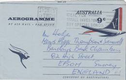 Australia 1966 A25 Tail Of  Aeroplane 9c Used Aerogramme - Aerogramas