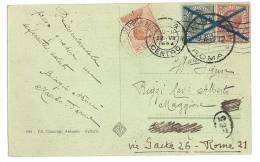 CARTOLINA - VELLETRI - CONVITTO COMUNALE  - VIAGGIATA NEL 1924 - INTERESSANTE AFFRANCATURA  - STORIA POSTALE - Velletri