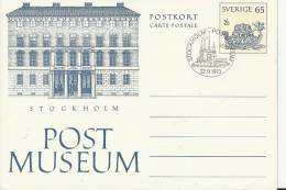 SWEDEN 1973– PRE-STAMPED POSTCARD FD OF ISSUE STOCKHOLM POST OF 65 ORE  POSTM STOCKHOLM POSTMUSEUM   SEP 22  RE2081 - Entiers Postaux