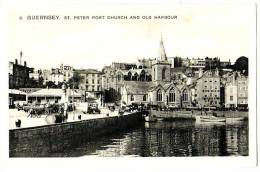 Guernsey - St. Peter Port Church And Old Harbour - & Old Cars - Guernsey