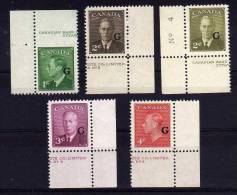 Canada - 1950/51 - Officials (Overprinted G, Part Set) - MNH - Aufdrucksausgaben