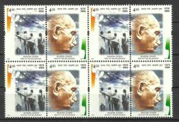 INDIA, 2001, Mahatma Gandhi, Man Of The Millenium, Setenant Pair, Block Of 4, MNH, (**) - Mahatma Gandhi