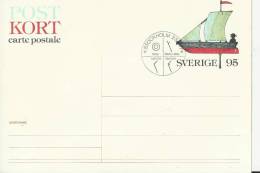 SWEDEN 1977 – PRE-STAMPED POSTCARD  OF 95 ORE  – “BREEZES- SAILING BOAT” NEW  POSTM STOCKHOLM  MAY 2  RE2101 - Postal Stationery