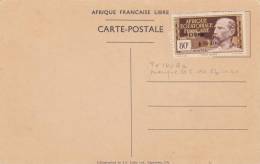 AEF CARTE POSTALE " AR.GAL DE GAULLE A BRAZZAVILLE" AVEC 140Aa VARIETE SANS LE "2" NON-UTILISEEDU 24/10/1940 COVER/3826 - Andere & Zonder Classificatie