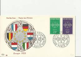 EUROPA CEPT 1959 - FRANCE FDC  10 YEARS OF FDC 1949-1959 W 2 ST OF 25-50 F POST PARIS SEPT 19 RE2191 - 1959