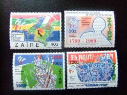 ZAIRE 1990   BICENTENARIO DE LA REVOLUCION FRANCESA Yvert Nº 1251 - 1254 ** MNH - Rivoluzione Francese