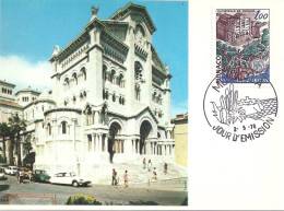 MONACO - Cathédrale De Monaco -  Timbre Et Tampon Jour D'émission - Cartoline Maximum