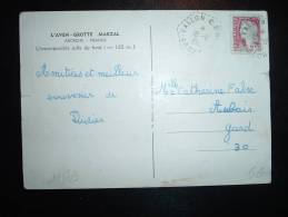 CP MARIANNE DE DECARIS 0,25F OBL. HEXAGONALE  TIRETEE 18-8-1966 VALLON CP (07 ARDECHE) CORRESPONDANT POSTAL - 1960 Marianne Of Decaris