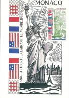 MONACO - Liberté Guidant Le Monde  Bartholdi- Timbre Et Tampon Jour D'émission - Cartas Máxima