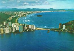 SANTOS - Vista Aérea Das Praias / Bird's-eye View Of The Beach / Vue Aérienne Des Plages - Circulée En 1975, 2 Scans - Other