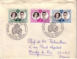 BELGIQUE-MARIAGE ROYAL LE 15-12-1960 BRUXELLES-LETTRE POUR LA FRANCE. - Lettres & Documents
