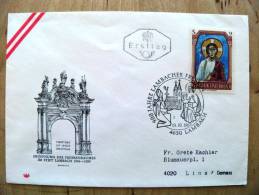 Cover Sent In Austria Osterreich 1967 Ersttag Fdc Religion Stift Lambach Special Cancel - Storia Postale