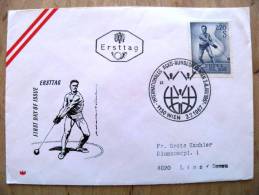 Cover Sent In Austria Osterreich 1967 Ersttag Fdc Sport Athletics Hammer Throw Wien Special Cancel - Lettres & Documents