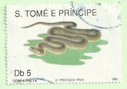TIMBRES - STAMPS - SAO TOME ET PRINCIPE - ANIMAUX ET FAUNE - SERPENT NOIR - Serpents