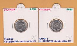 COLOMBIA  10  Centavos  1.974  Niquel Acero  KM#253  SC/UNC      DL-8037 - Colombia