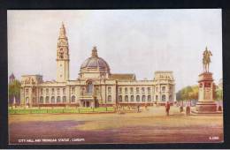 RB 925 - Early Postcard - City Hall & Tredegar Statue - Cardiff Glamorgan Wales - Glamorgan