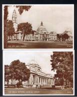RB 925 - 2 Postcards - City Hall & Welsh National Museum - Cardiff Glamorgan Wales - Glamorgan