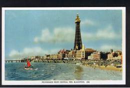 RB 925 - Postcard - Promenade From Central Pier & Blackpool Tower - Lancashire - Blackpool