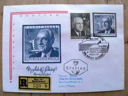 Cover Sent In Austria Osterreich Ersttag Fdc Adolf Scharf Registered Wien 1965 - Covers & Documents