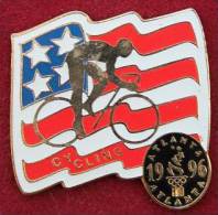 COURSE CYCLISTE JEUX OLYMPIQUES ATLANTA 96 - DRAPEAU AMERICAIN - FLAG US - CYCLISME - VELO - CYCLING   - (VERT) - Radsport