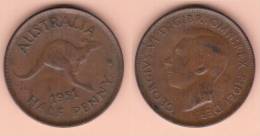 MONETA DA 1/2 PENNY DEL 1951 AUSTRALIA IN BRONZO COME DA IMMAGINE - ½ Penny