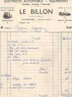 22 FACTURE GUINGAMP .  LE BILLON ELECTRICITE AUTOMOBILE EQUIPEMENT  1941 - Automobile