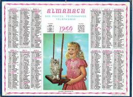 Almanach Des Postes Oller 1960 Fillette Chat Balancoire Poussez L'escarpolette - Formato Grande : 1941-60