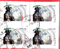 ITALIA - 2011 - Usato -  Missioni Militari Italiane All´estero - 0,75 € • Militare Italiano E Pianeta - Quartina - 2011-20: Oblitérés