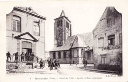 BOUCHAIN (Nord) - Hôtel De Ville - Eglise Et Rue Princîpale - Avec Militaires Sur Pérron Hôtel De Ville - Bouchain