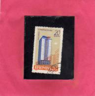 ROMANIA ROMINA 1961 AIR MAIL Tower, RPR Palace Place Vert  POSTA AEREA TORRE PALAZZO BANI 20b USED USATO OBLITERE' - Used Stamps