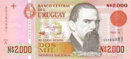 ® URUGUAY: 2000 Nuevos Pesos (1989) UNC - Uruguay