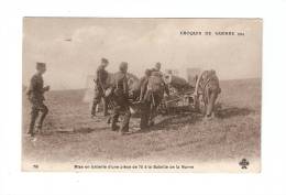 CPA : Mise En Batterie D'une Pièce De 75 à La Bataille De La Marne - Oorlog 1914-18