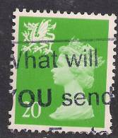 WALES GB 1997 - 98 20p Bright Green Used Machin Stamp No P On Value SG W79.( K514 ) - Gales