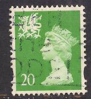 WALES GB 1997 - 98 20p Bright Green Used Machin Stamp No P On Value SG W79.( K513 ) - Gales