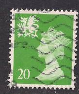 WALES GB 1997 - 98 20p Bright Green Used Machin Stamp No P On Value SG W79.( K516 ) - Pays De Galles