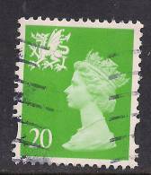 WALES GB 1997 - 98 20p Bright Green Used Machin Stamp No P On Value SG W79.( K521 ) - Gales