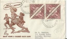 NEW ZEALAND 1943 –FDC QUEEN ELIZABETH SERIE ADDR. TO SUTTON – U.KINGDOM    W 4 STS  OF 1 D POSTM. WELLINGTON .OCT 1, RE1 - FDC