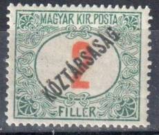 Hungary 1919, Postage Due, Koztarsasag Overprint Mi.46 - MNH - Nuevos