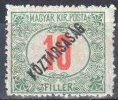 Hungary 1919, Postage Due, Koztarsasag Overprint Mi.48 - MNH - Nuevos