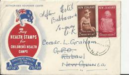 NEW ZEALAND 1952 –COVER CHILDREN HEALTH CAMPS     ADDR. TO  RABAUL – NEW GUINEA – CHANGED TO TORQUAY – U.K. – U.KINGDOM - FDC