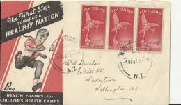 NEW ZEALAND 1947 –FDC STATUE OF EROS LONDON   ADDR. TO WELLINGTON     W 3 STS  OF 1-2 D POSTM. WELLINGTON  .OCT 1, RE100 - FDC