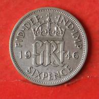 GREAT BRITAIN  6  PENCES  1946  SILVER COIN KM# 852  -    (1561) - H. 6 Pence