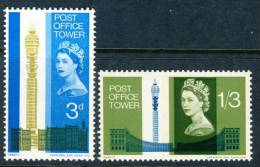 1965 Great Britain Set Of 2 MNH(**) Stamps Post Office Tower Scott 438P-39P, All Values Are Phosphor - Unused Stamps