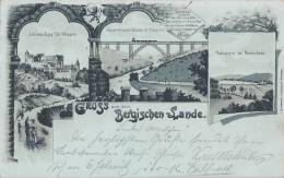 Litho Gruss Aus Dem Bergischen Lande Schloss Burg, Kaiser Wilhelm Brücke Thalsperre Bei Remscheid - Remscheid