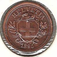 Schweiz Suisse: 1 Rappen / Cent 1895 ( Bronze, O 16mm, 1.5g)   Vz  Xf Gereinigt - Nettoyée - Cleaned - 1 Centime / Rappen