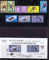 Qu'ati  1966  Jeux Olympiques De Grenoble Ski, Hockey, Patinage, Bobsled Michel 123-30, Bloc 11A * - Aden (1854-1963)