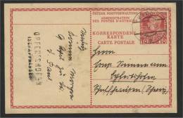 LIECHTENSTEIN, RARE 10 HELLER  FORERUNNER CARD ~1908 TO SWITZERLAND - Postwaardestukken